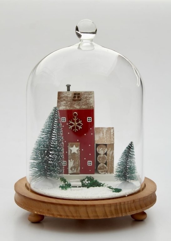 Christmas Scene In Glass Dome